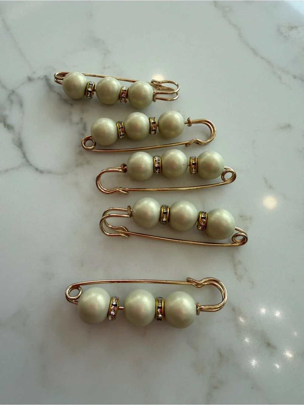Handmade Gold Pin w/Beautiful Sage/green Pearl beads